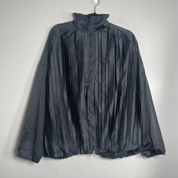 NIKE Sportswear Collection Pleated Track Jacket Small Black NEW Active Sporty - Picture 2 of 15